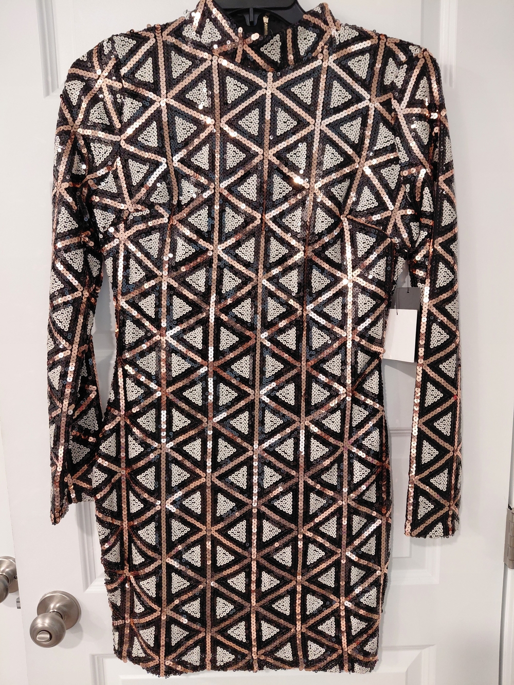 Lulu's Black Dress with Gold Sequins